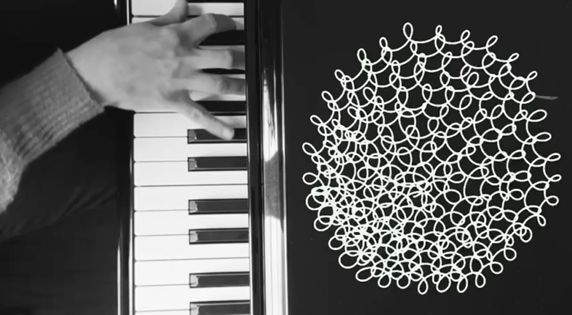 click on this image to watch a short video showing the relationship between the movement of the pianist's hands and the creation of the "Etudes" paintings.