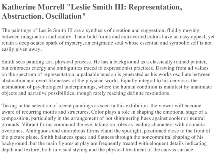 Katherine Murrell "Leslie Smith III: Representation, Abstraction, Oscillation" (excerpt)